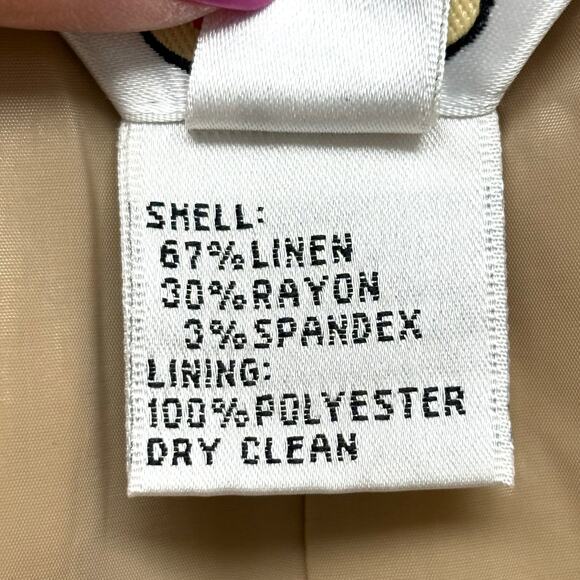 VTG Talbots Tan Linen Pants, High Waist, Lined Pleated, Dress Slacks, Size 4 - Picture 6 of 6